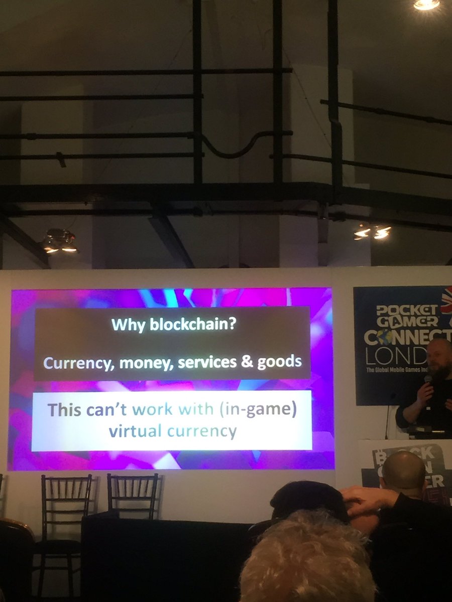 OhJia's tweet photo. Build game around the the player service economy (allocation of player time) Good take on why use the blockchain and managing game state on-chain (deterministic contracts) @deckbound #PGCLondon https://t.co/TstSnSFTCH