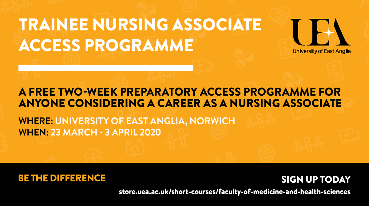 If you're interested in a career as a #Nursing Associate check out the University of East Anglia's Trainee Nursing Associate Access Programme. Registration is free of charge store.uea.ac.uk/short-courses/…