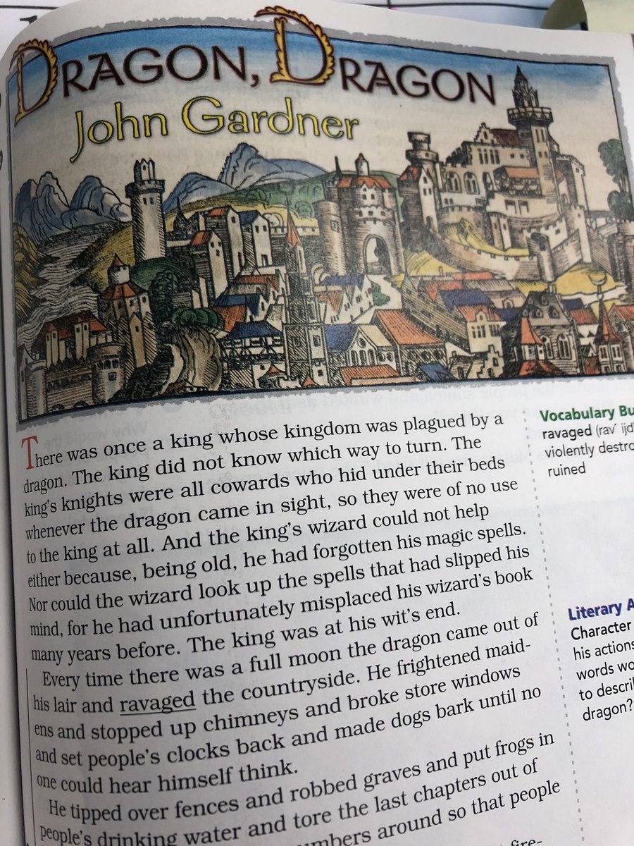 MrsThomasonCMS's tweet photo. Reading an old favorite today! #dragondragon #johngardner #listentoyourelders #dragons #engaged #flexibleseating #plot #plotdiagram #storyelements #tuesdayvibes https://t.co/VTijbx9SIe