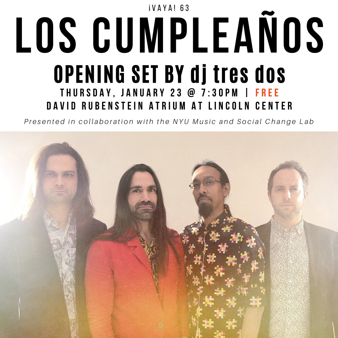 LCAtrium's tweet image. We're so glad to be back this week for ¡VAYA! 63! Taking the stage is Los Cumpleaños, bringing Colombian cumbia into a psychedelic world.

We hope you'll join us and, as always, come ready to dance!