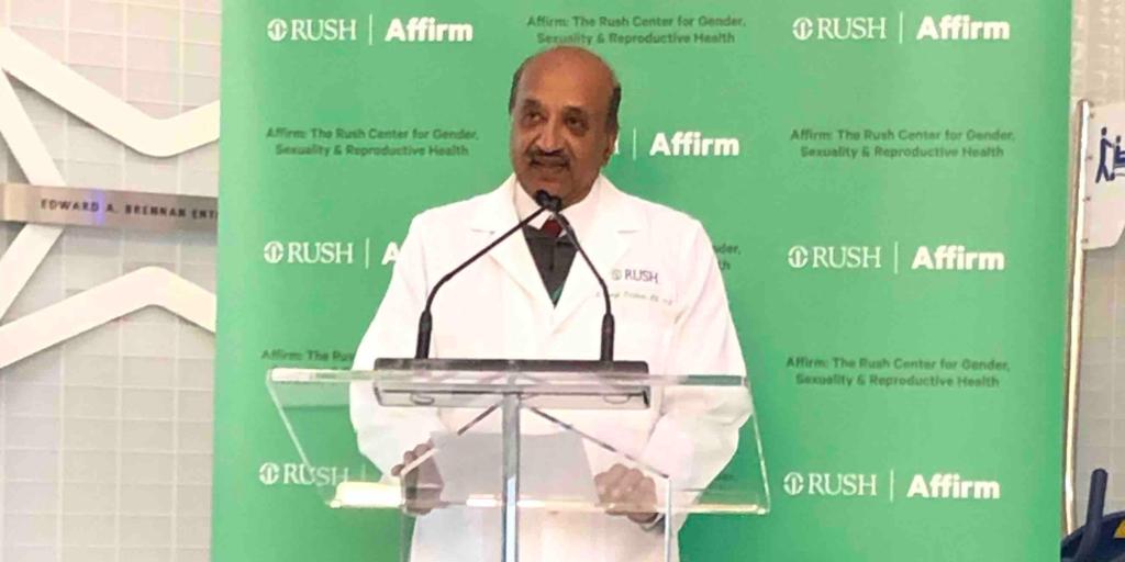 RushMedical's tweet photo. .@RushSystemCEO Ranga Krishnan at the announcement of the new Rush Center for Gender, Sexuality and Reproductive Health: "Rush's commitment to the LGBTQ+ community is an acknowledgement that excellence is for everyone." https://t.co/pASK2mDKef
