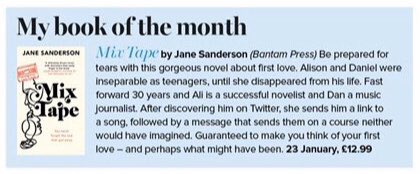 The wonderful #MixTapeBook <a href="/SandersonJane/">Jane Sanderson</a> is my ‘Book of the Month’ in <a href="/PrimaMag/">Prima Magazine</a> and I have two copies to giveaway. RT this tweet. UK only. Closes 23/1/20. Winners announced on publication day.