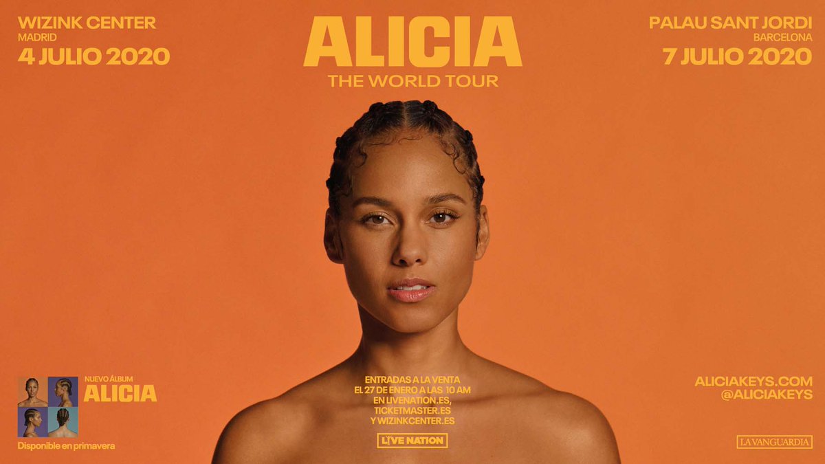 LiveNationES's tweet image. 💜 Alicia Keys actuará en Madrid y Barcelona en julio 💜
Preventa American Express el 22/1 a las 10h.
Preventa Live Nation el 24/1 a las 10h aquí:
Entradas a la venta el 27/1 a las 10h en livenation.es y Ticketmaster.
Más info aquí: ow.ly/nTJb50y13dT
