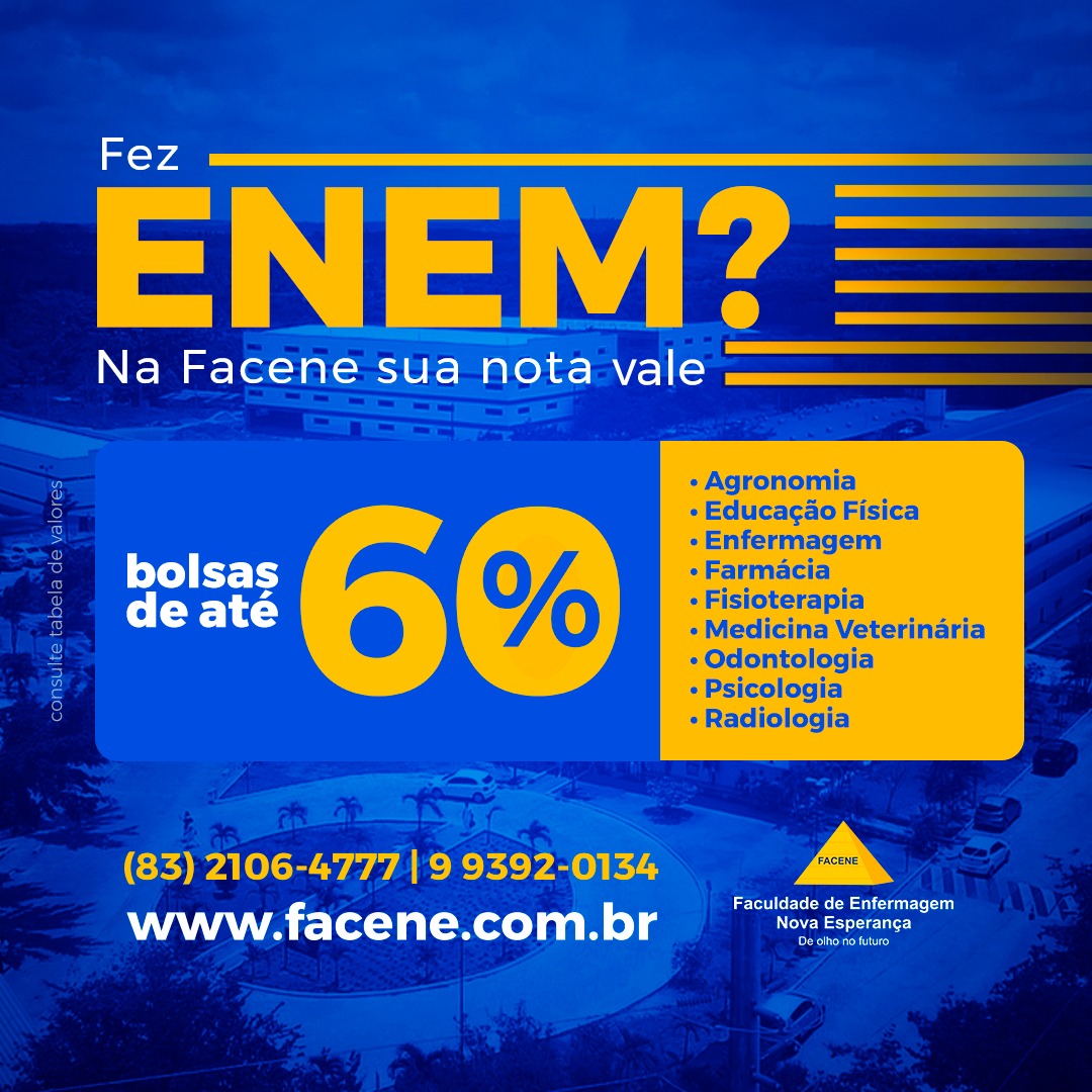 facenefamene's tweet photo. Antecipe sua matrícula para os cursos da Facene utilizando sua nota do Enem e garanta bolsas de estudo que chegam a 60% São 09 opções de curso. #enem #facene #vestibular https://t.co/QKSYUAJ301