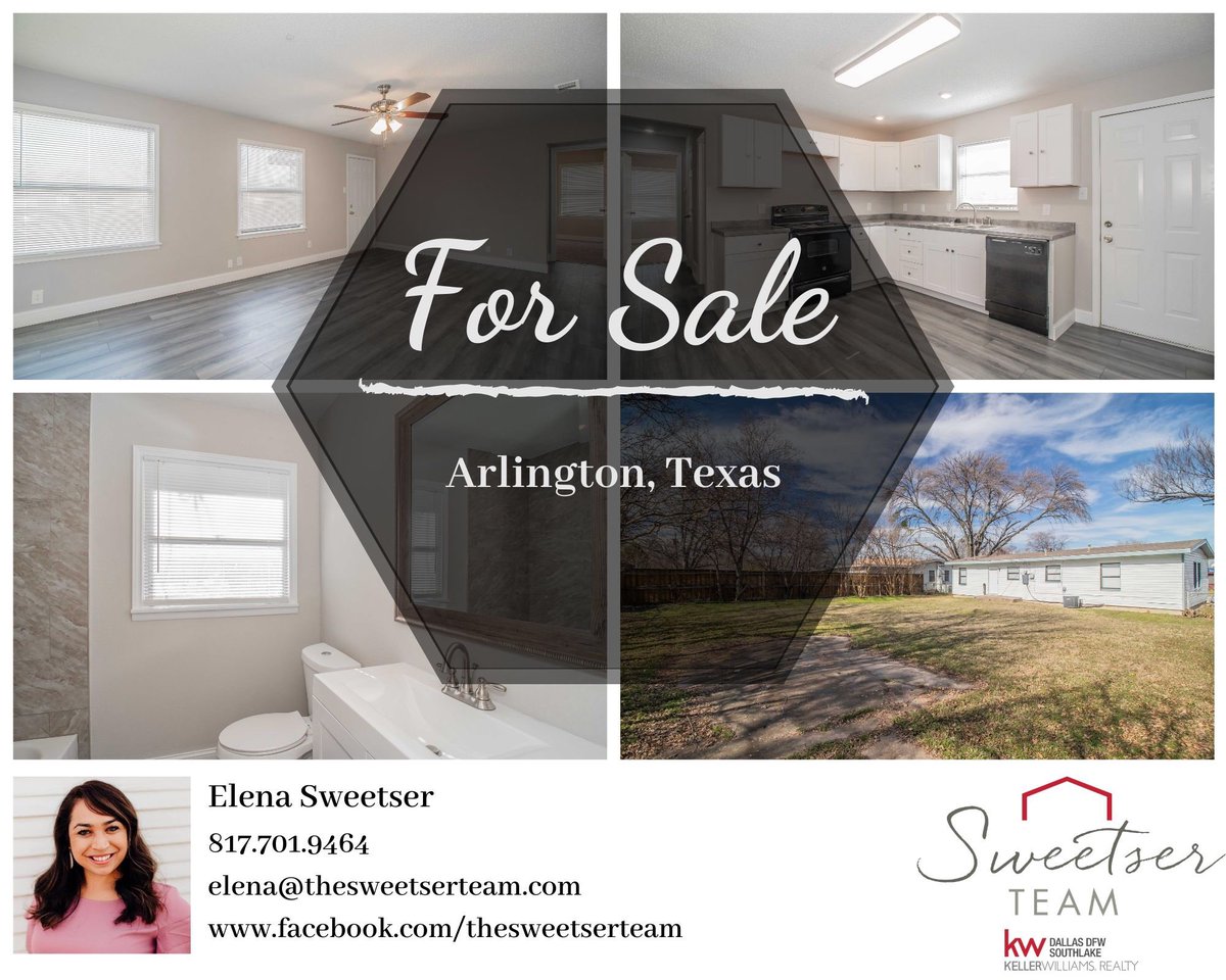 SweetserTeam's tweet photo. ✔️ Updated home
✔️ Located close to shopping, restaurants and entertainment 
✔️ Under $165,000
✔️ Mortgage is less than $1100/month 😱

Did you know you can purchase this home with as little as 3.5% down? #homeownership #rentingsucks #fortworth #realtor #investmen https://t.co/kh9QDSUjuz