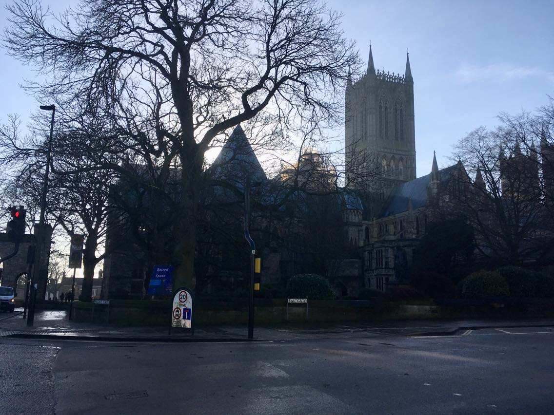 A modern view of the East Green of the Cathedral, now a green space of relaxation.
