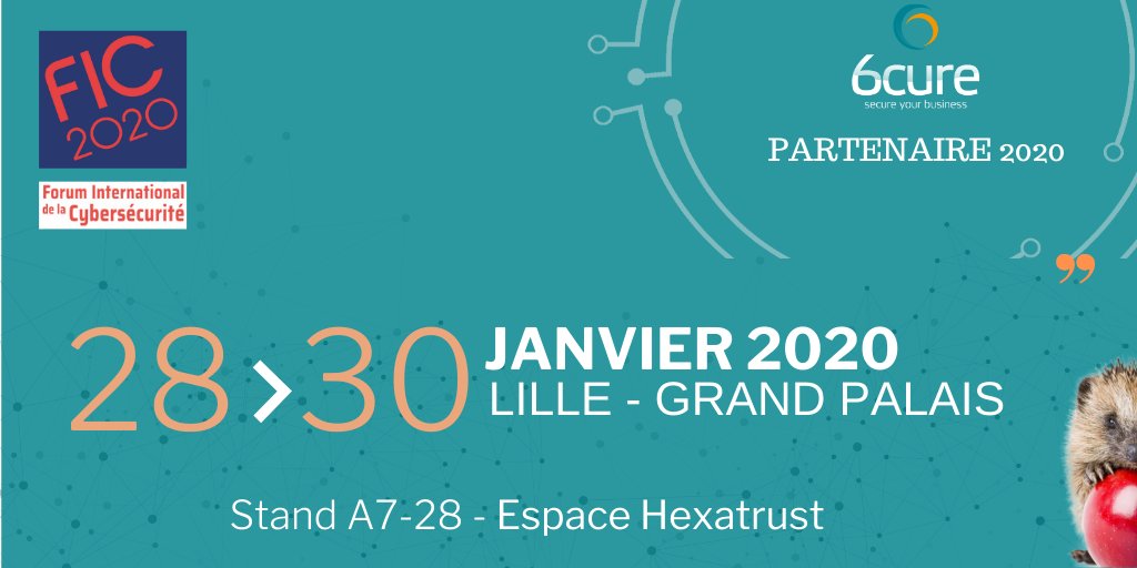J-7 avant le <a href="/FIC_eu/">karen</a> ! 

L'équipe <a href="/6cure/">6cure</a> se fera un plaisir de vous accueillir et de répondre à toutes vos questions. 

📍Stand A7-28, Espace <a href="/Hexatrust/">HEXATRUST</a> 

#FIC #cyber #cybersécurité #DDoS #FIC2020