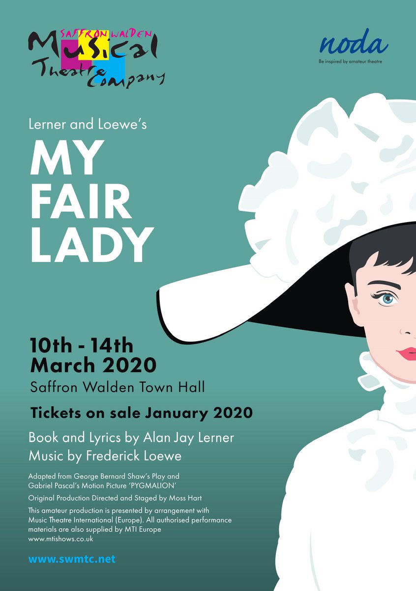 Tickets on sale now for SWMTC’s production of MY FAIR LADY. Saffron Walden Town Hall 10-14 March. Tickets available from stagestubs.com #Saffronwalden <a href="/RadwinterWI/">Radwinter WI</a> @SaladDaysSW @swreporter24 @ElsenhamWI <a href="/U3A_UK/">u3a</a> <a href="/DirectorySW/">Saffron Directory</a> <a href="/swtic/">Saffron Walden TIC</a> <a href="/SaffronWaIden/">Saffron Walden</a> @wi