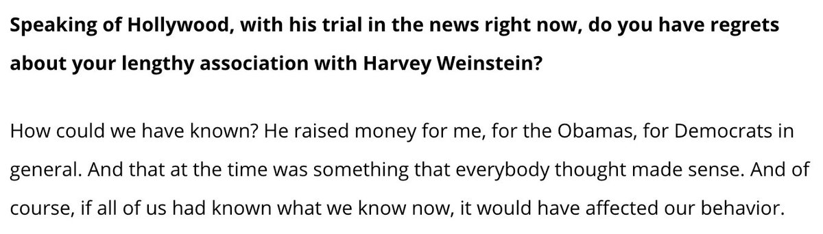 hollyotterbein's tweet image. Clinton on “Bernie Bros”: “It’s his online Bernie Bros and their relentless attacks on lots of his competitors, particularly the women”

Clinton on Harvey Weinstein: “How could we have known?”

Clinton on Bill &amp;amp; Monica: “You still have to look at every situation on its own facts”