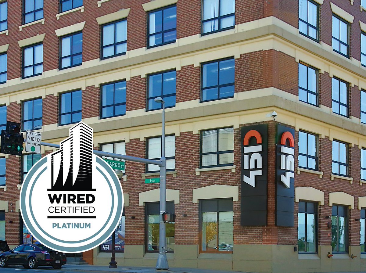 451Dstreet's tweet photo. We're delighted to announce that 451D Street has achieved a #WiredCertified Platinum designation signaling to Boston's office tenants that it provides best-in-class connectivity and empowers productivity. #451D #Boston #Seaport #Fortpoint https://t.co/YWwyhQ5XAQ
