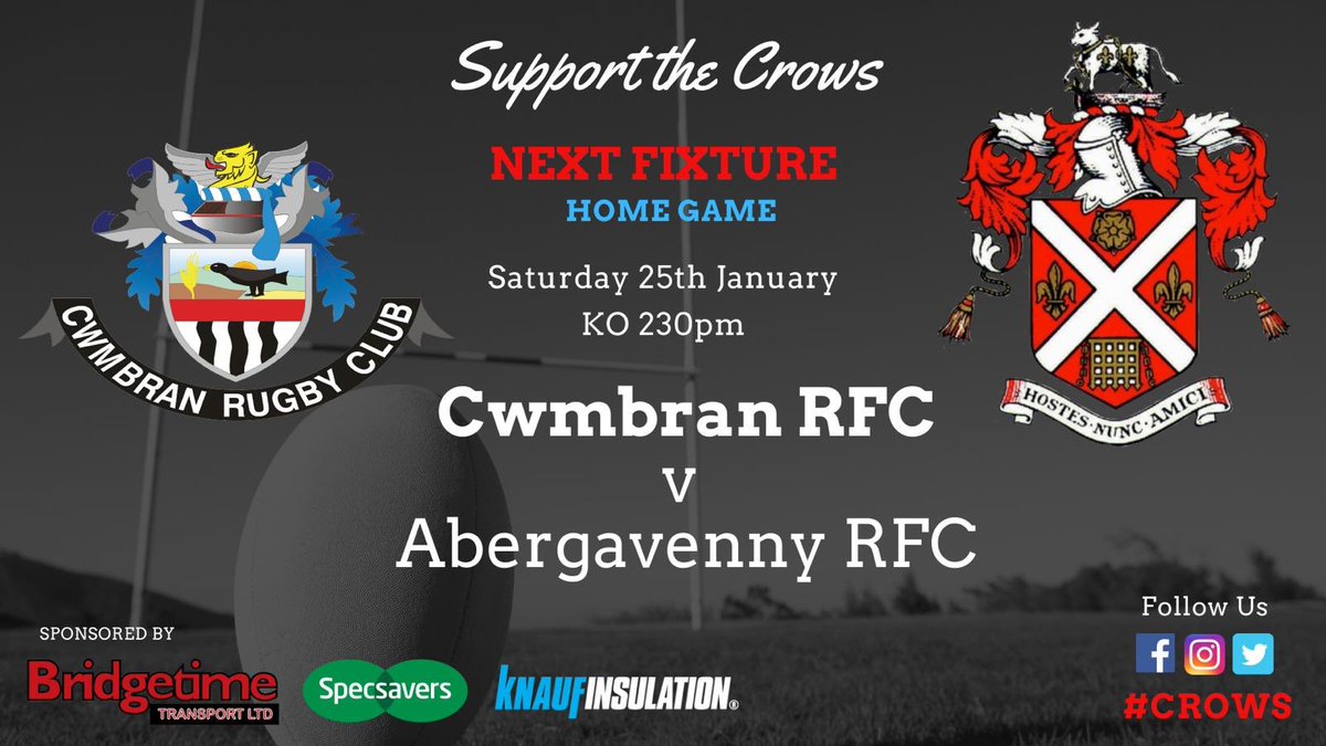cwmbranrfc's tweet photo. ⚫️⚪️After a tough loss in the last game the Crows look to bounce back this weekend against an inform @RfcAbergavenny

We are back at the kings head and with home advantage we are looking to get back on track with a win. Be great to get as much support as we can. #crows https://t.co/5Km8Ybku8X