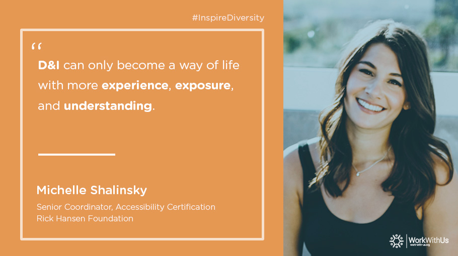 workwithusfound's tweet photo. How can #HR build a more #diverse and #inclusive work environment? Michelle Shalinsky of the @RickHansenFdn shares #HRtips from a #NotForProfit industry standpoint and discusses the benefits of D&amp;I in the workplace. Read more here: https://t.co/Zdvohuahdg https://t.co/z0sfqu9GTw