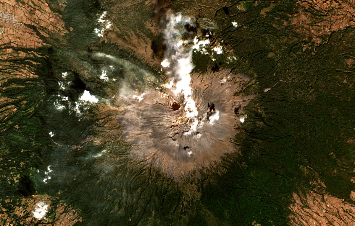 CopernicusEU's tweet photo. 📸#Popocatepetl is an active stratovolcano in central #Mexico 🇲🇽 .This #Sentinel2 🛰️🇪🇺 capture from 17 January 2020 shows the #Volcano 🌋&amp; a plume of smoke rising in the air. #activeearth #picoftheday https://t.co/jiaZayEqKB