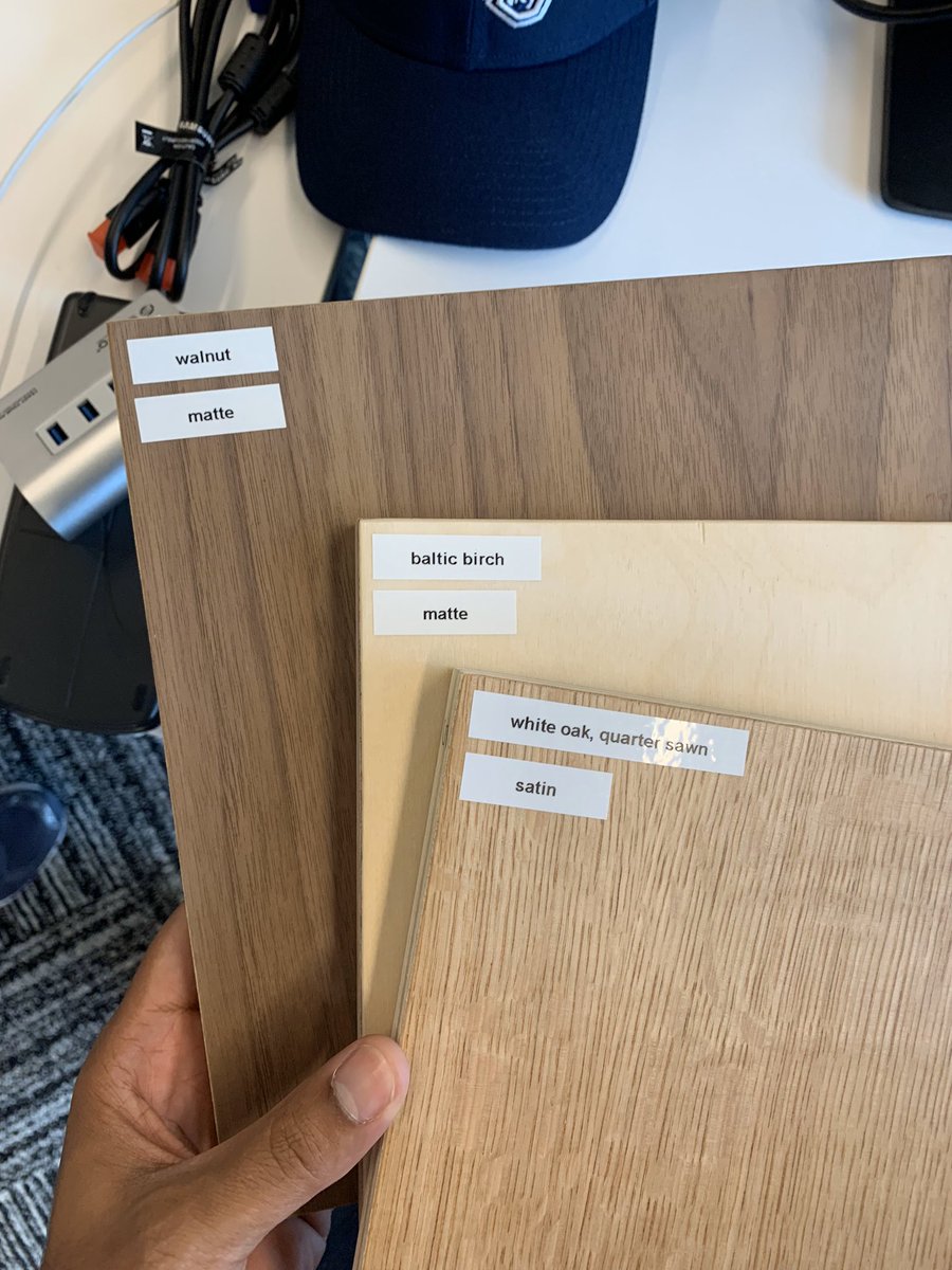 Here’s a sample of some of the woods used to soften the space. Which one are you a fan of? #Design #Construction