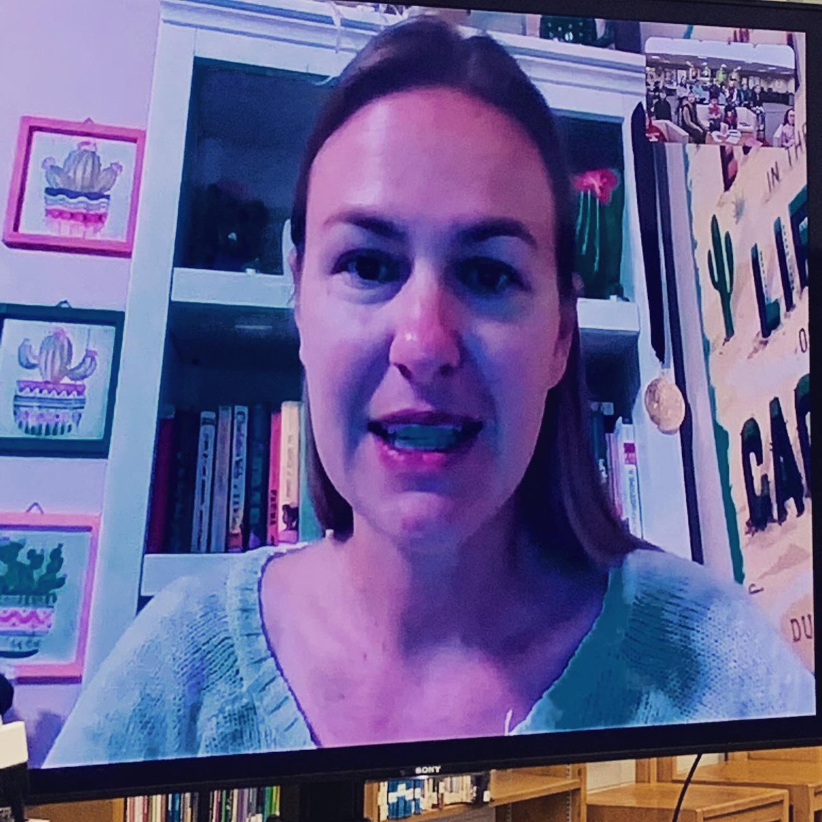 Our 7th gr. book club had an awesome time Skyping with author @Dusti_Bowling today! Thanks for sharing so many powerful insights into writing and publishing. #authorswhoskype #redbirdsread #middleschoollibrary