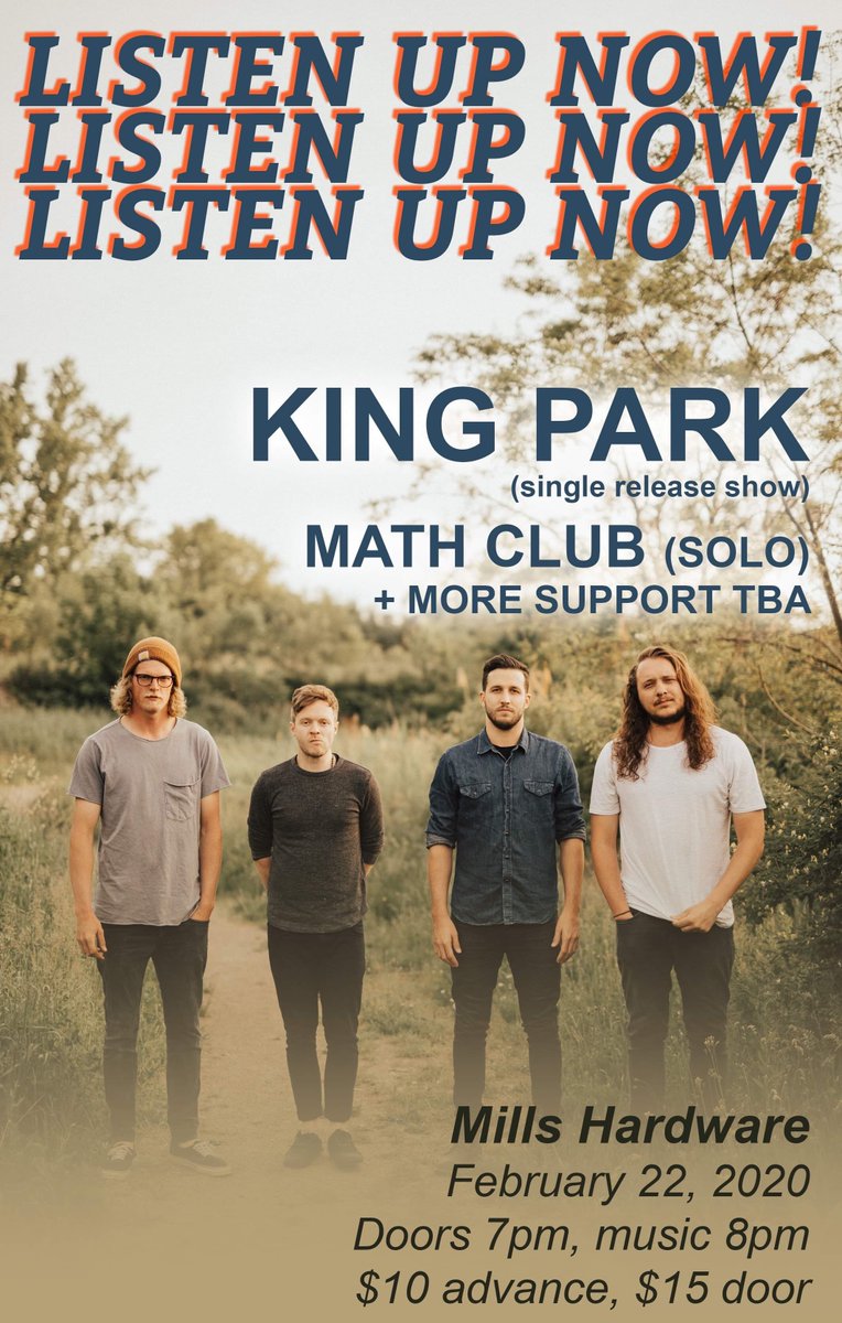Killer way to beat the winter blues coming up February 22 with <a href="/King_Park_Music/">King Park</a> (single release show) + <a href="/Wayfarerband/">Wayfarer</a> + <a href="/mathclubca/">math club</a> (solo set) 🎟 kingpark_hamilton.eventbrite.ca #hamont