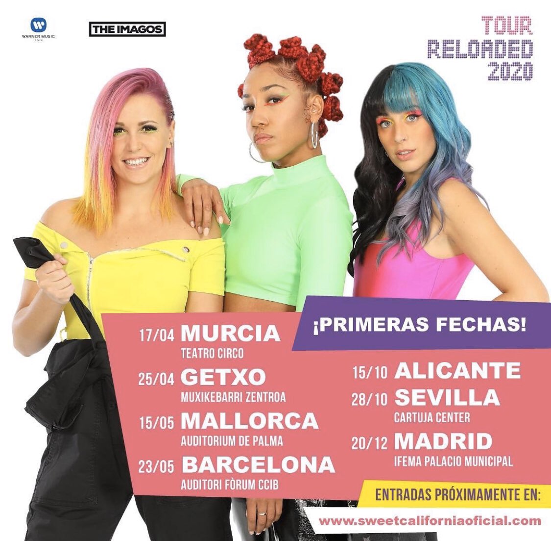 lovemusicin's tweet photo. ‼️BOMBAZO‼️
Las primeras fechas del #TourReloaded2020 de @SweetCalifornia 🔥
Sacad las agendas y apuntar las fechas‼️Presiento que esta gira será muy especial...
Vamos a darles mucho
♾AMOR♾ #SweetCalifornia #HitsReloaded #LoveMusic 💜 @SoniaSweetC @AlbaSweetC @TamySweetC https://t.co/UCRWKSlXcP