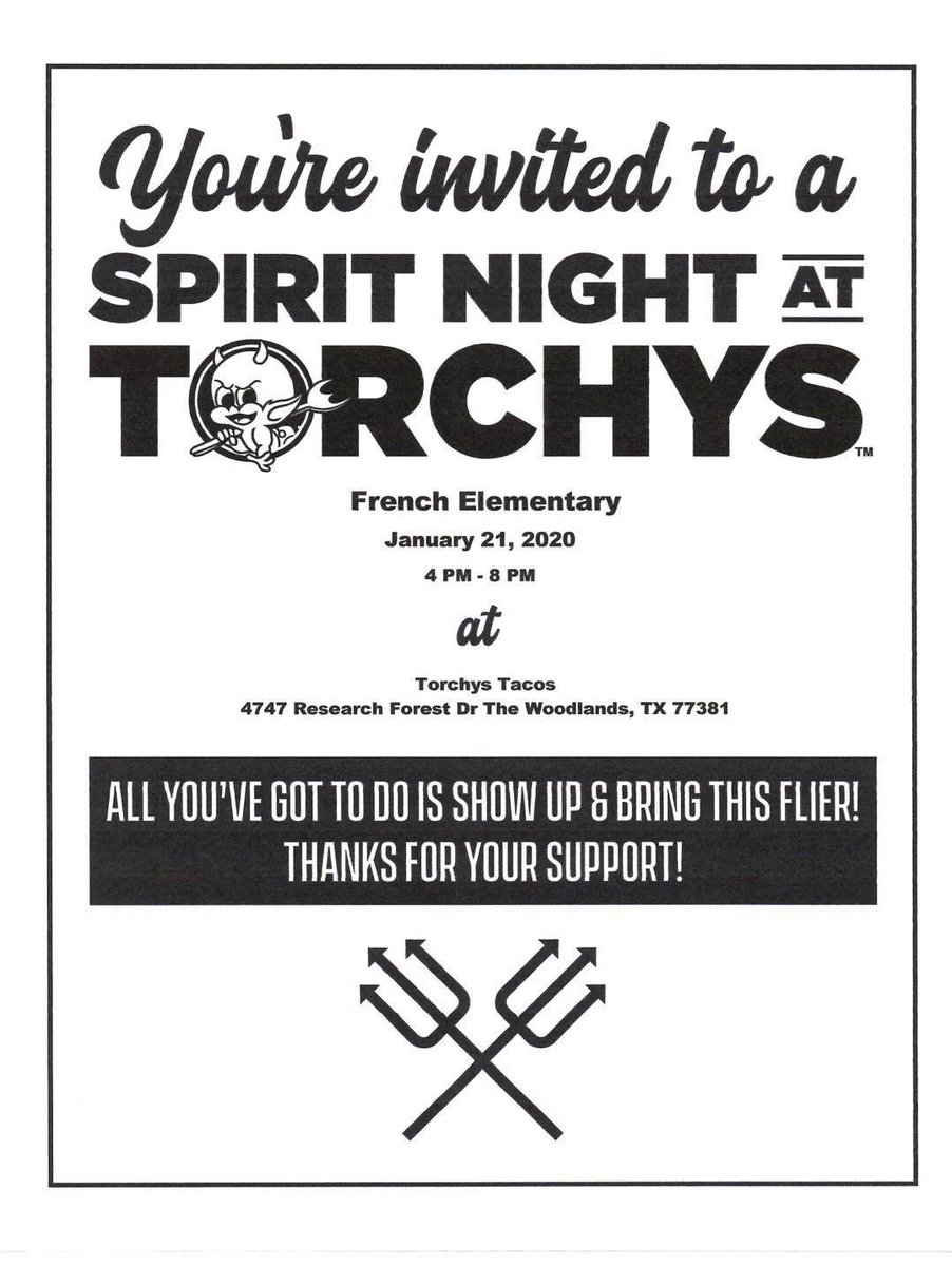 french_pto's tweet photo. Today! 🌮🌮
Bring paper flyer so we get credit, digital will not work. Also works for takeout order but also need flyer. Students bringing home a small flyer to take! https://t.co/WmVtdb3m4m