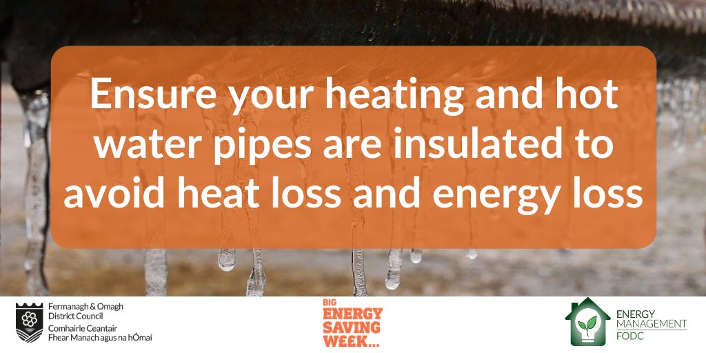 fermanaghomagh's tweet photo. Our #FODC Big Energy Saving Week tip 2 is - Ensure your heating &amp; hot water pipes are insulated to avoid heat &amp; energy loss.
This will ensure more of the energy you’re paying for gets to where it is needed, reducing your energy expenditure over time.
#BESW20Insulating https://t.co/LXtORCz8Rp