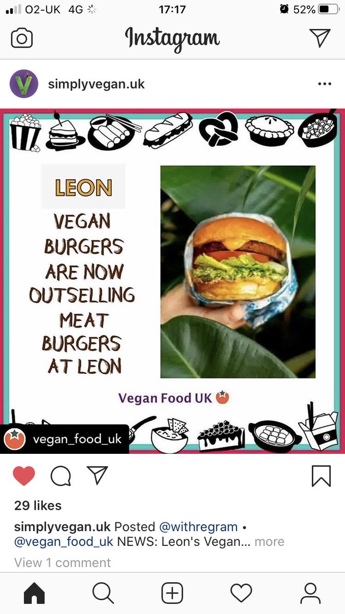 Vegan burgers are now outselling meat burgers at LEON 🎉🎉💚 this is the future. 🥰

If you haven’t tried LEON then the nearest one is probably on the Cheshire Oaks. They have a number of healthy vegan options and cake/coffee. Yum! 😊
