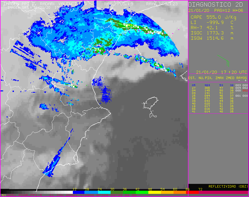 AEMET_CValencia's tweet photo. #TemporalInvernal, última imagen combinada de satélite y radar. Persiste la tormenta en Castellón, va cesando por el sur de la provincia, nieva en el interior. En Alicante y Valencia precipitaciones cada vez más dispersas. https://t.co/eepnIDb4xF