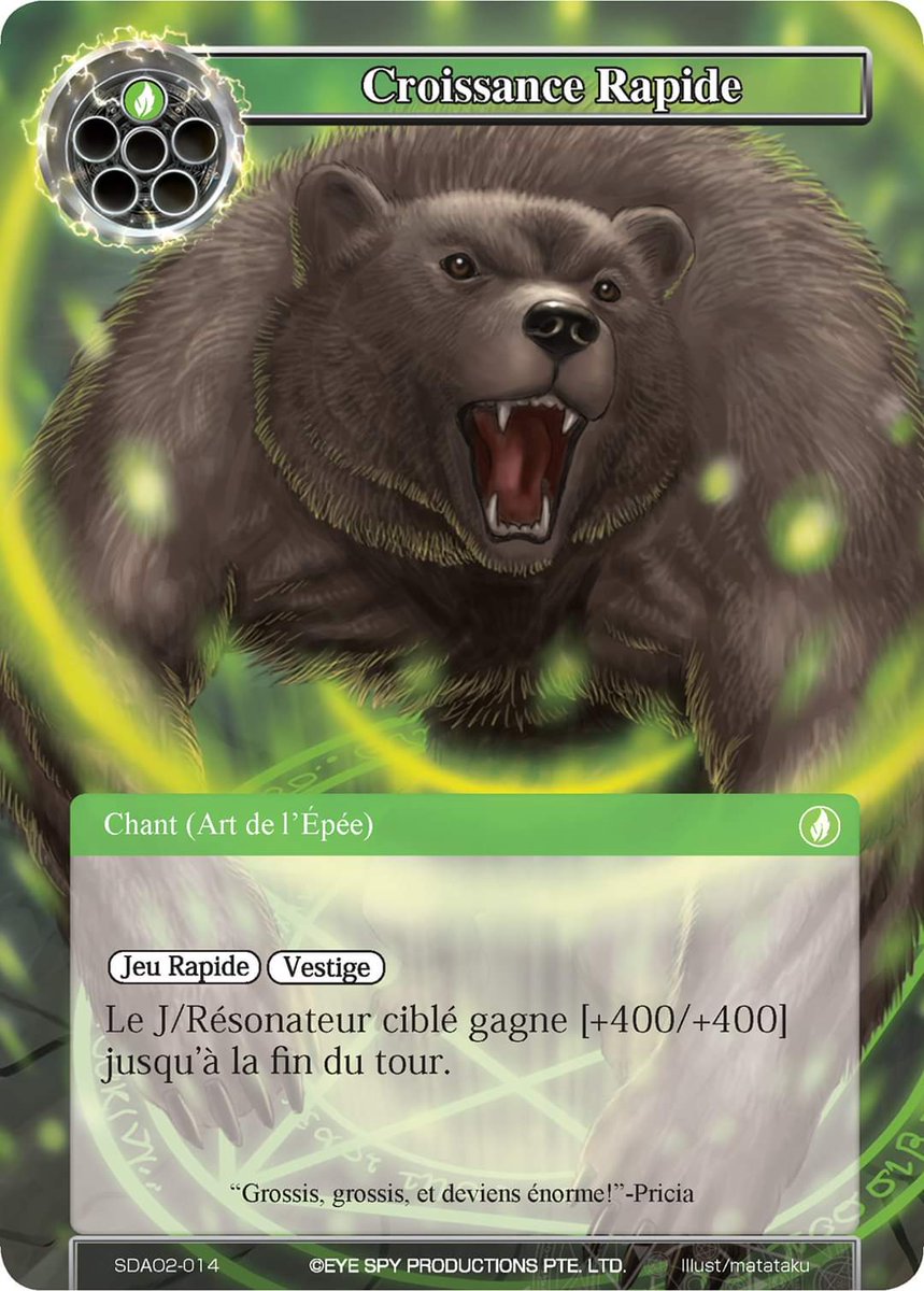 JetsetSensei's tweet photo. Spoilers of the days !
Rapid growth is a blade art !!
#fow #fowtcg #green #spoiler #tcg #AO2 #Pricia https://t.co/j8PUqUF9oH