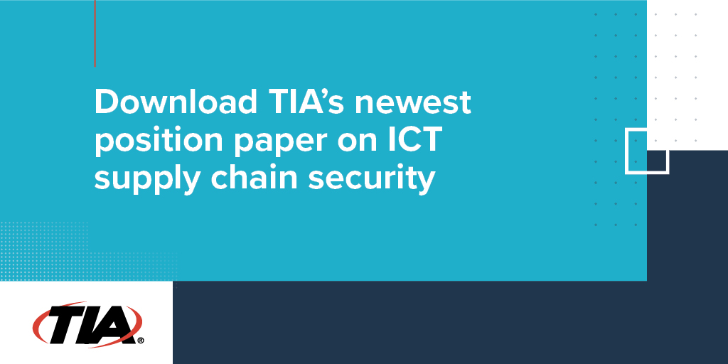 TIAonline's tweet photo. The global telecom network is at a greater risk for #cyberattacks than ever –  it threatens to disrupt business &amp; economic growth. Learn how our industry &amp; TIA is responding through industry-driven #ICT supply chain security standards. Download our paper:  https://t.co/oMkvwgxdr2 https://t.co/d6bZYqCyrf