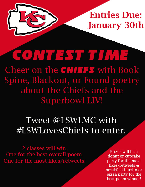 LSWLMC's tweet photo. Contest time! #LSWLovesChiefs #LSWHSLibrary https://t.co/KqbHVM9jh1