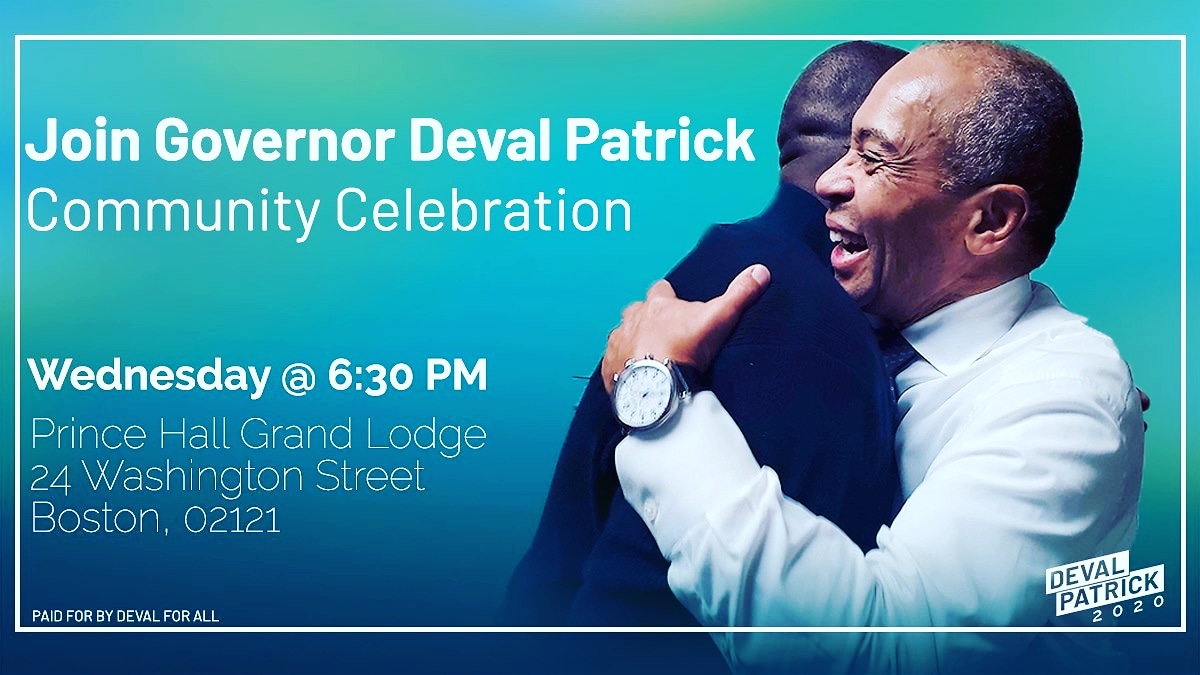 dvchavez's tweet photo. If you are in the Boston area tomorrow evening please join Governor Deval Patrick! #devalforall #devalpatrick2020 https://t.co/5h70ARIems
