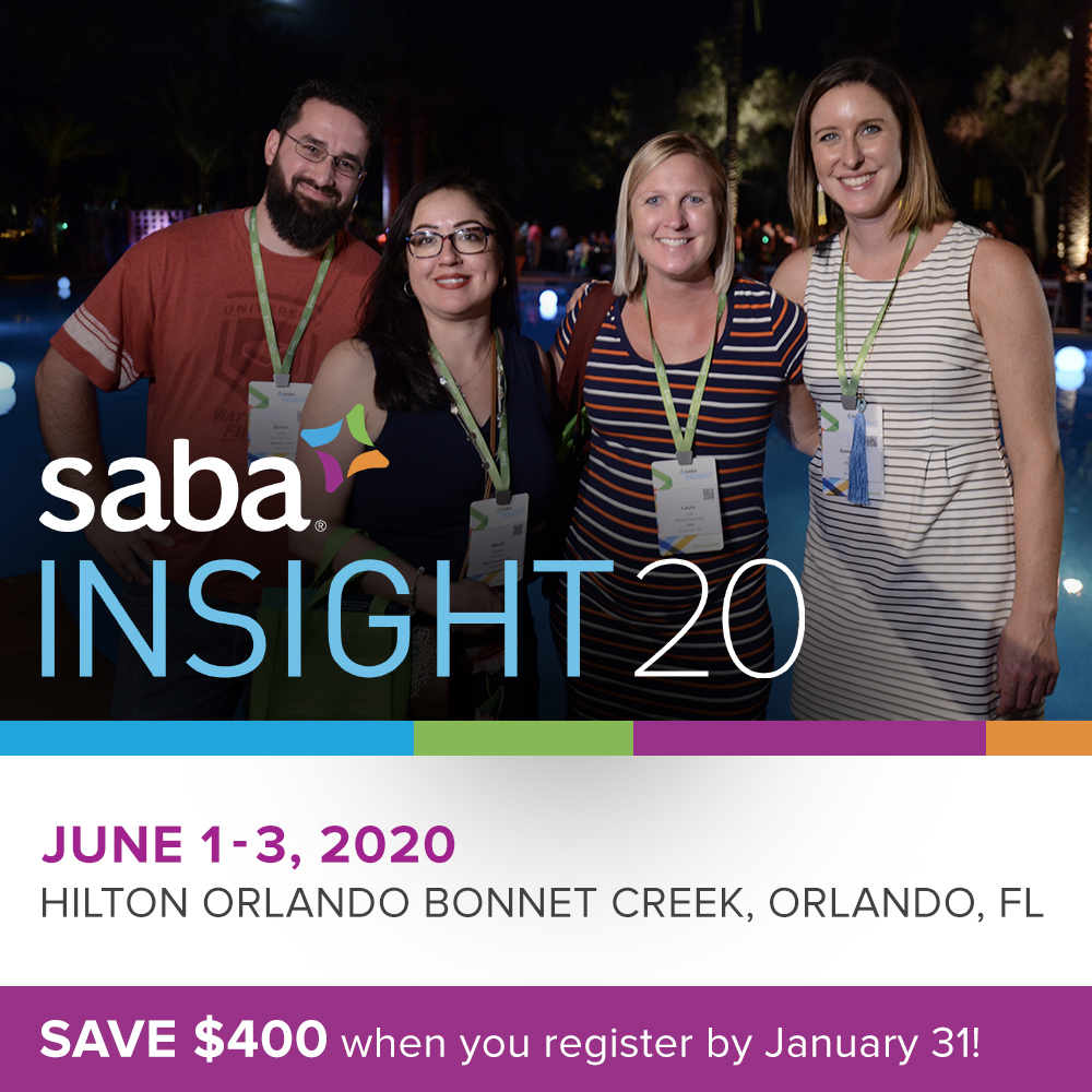 sabasoftware's tweet photo. Just 10 days left until 🐦 early bird 🐦 registration for #SabaInsight20 officially closes, so don’t delay! Save $400 on the conference price when you register today: https://t.co/cOiXN8M4UP https://t.co/KLXsqwQsPk