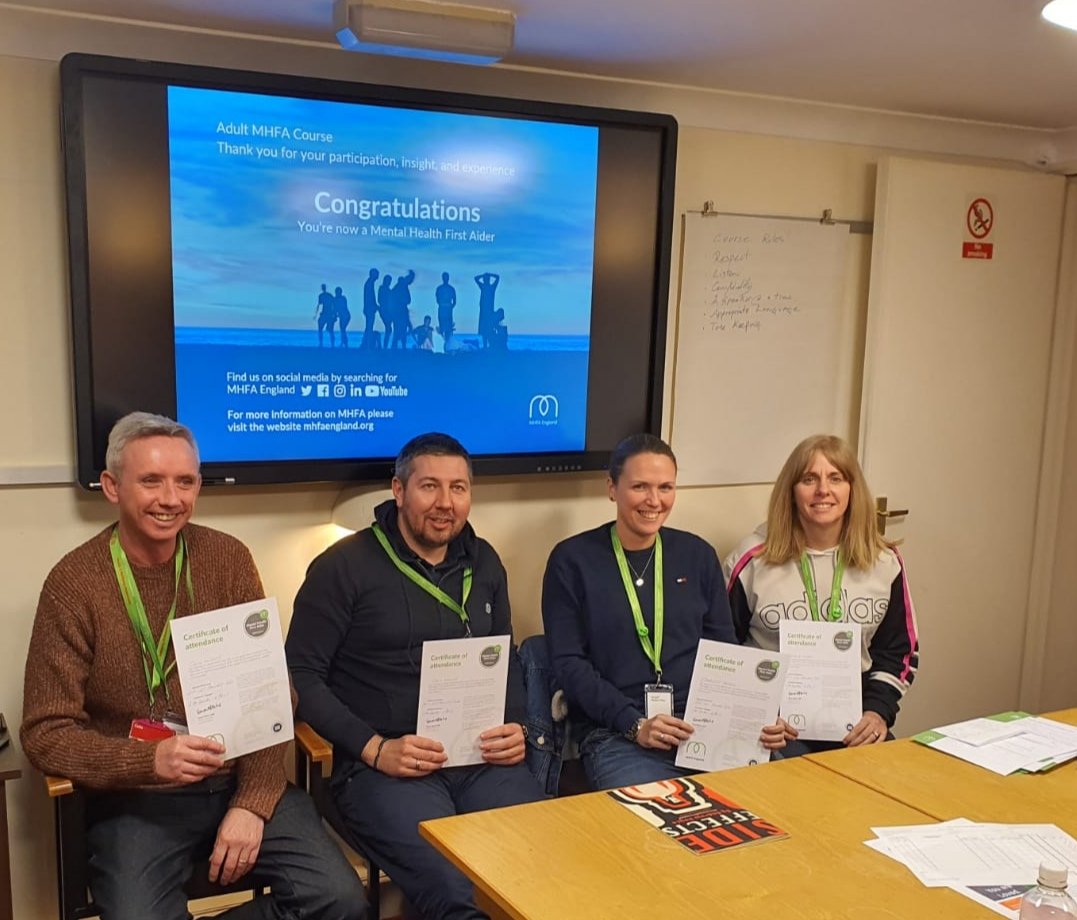 JayJaymcgovern's tweet photo. Thanks to the inspirational @NWCWU members on this week's @MHFAEngland 2 day course who travelled far and wide from @CWUEastLancs @cwupbburyretail @cwugmersey branches👍 every one of them expressed unerring positivity &amp; desire to use their new skills in order to support others 👏 https://t.co/jTnsOHzoTE