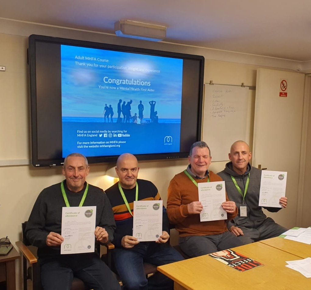 JayJaymcgovern's tweet photo. Thanks to the inspirational @NWCWU members on this week's @MHFAEngland 2 day course who travelled far and wide from @CWUEastLancs @cwupbburyretail @cwugmersey branches👍 every one of them expressed unerring positivity &amp; desire to use their new skills in order to support others 👏 https://t.co/jTnsOHzoTE