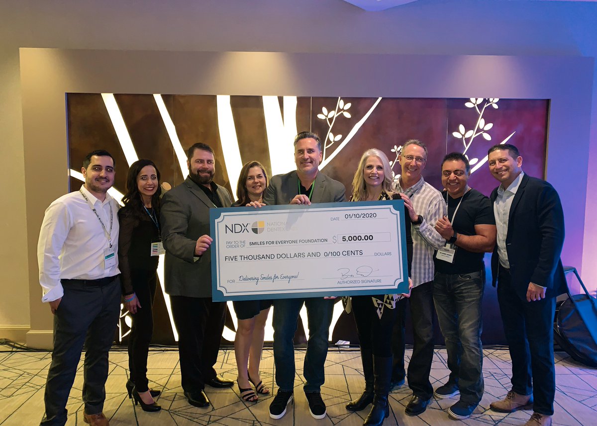 SFEFoundation's tweet photo. Thank you to National Dentex Labs for presenting our organization with a generous donation of $5,000 at the 
@SmileBrandsTeam Annual Leadership Meeting! Follow the link to read more: https://t.co/qQs5lFYizj

#SmilesForEveryone #GivingBackSmiles #Sponsors https://t.co/8XrfwJgPQo