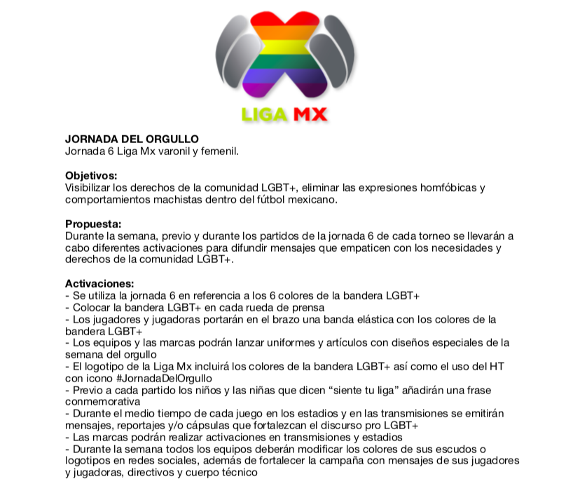 A la <a href="/LigaBBVAMX/">Liga BBVA MX</a> y a todos los involucrados en el futbol mexicano, hago llegar la propuesta #JornadaDelOrgullo para visibilizar los derechos de la comunidad LGBT+

Ayúdame a compartirlo. RT y me gusta para hacer ruido.

Abro hilo...