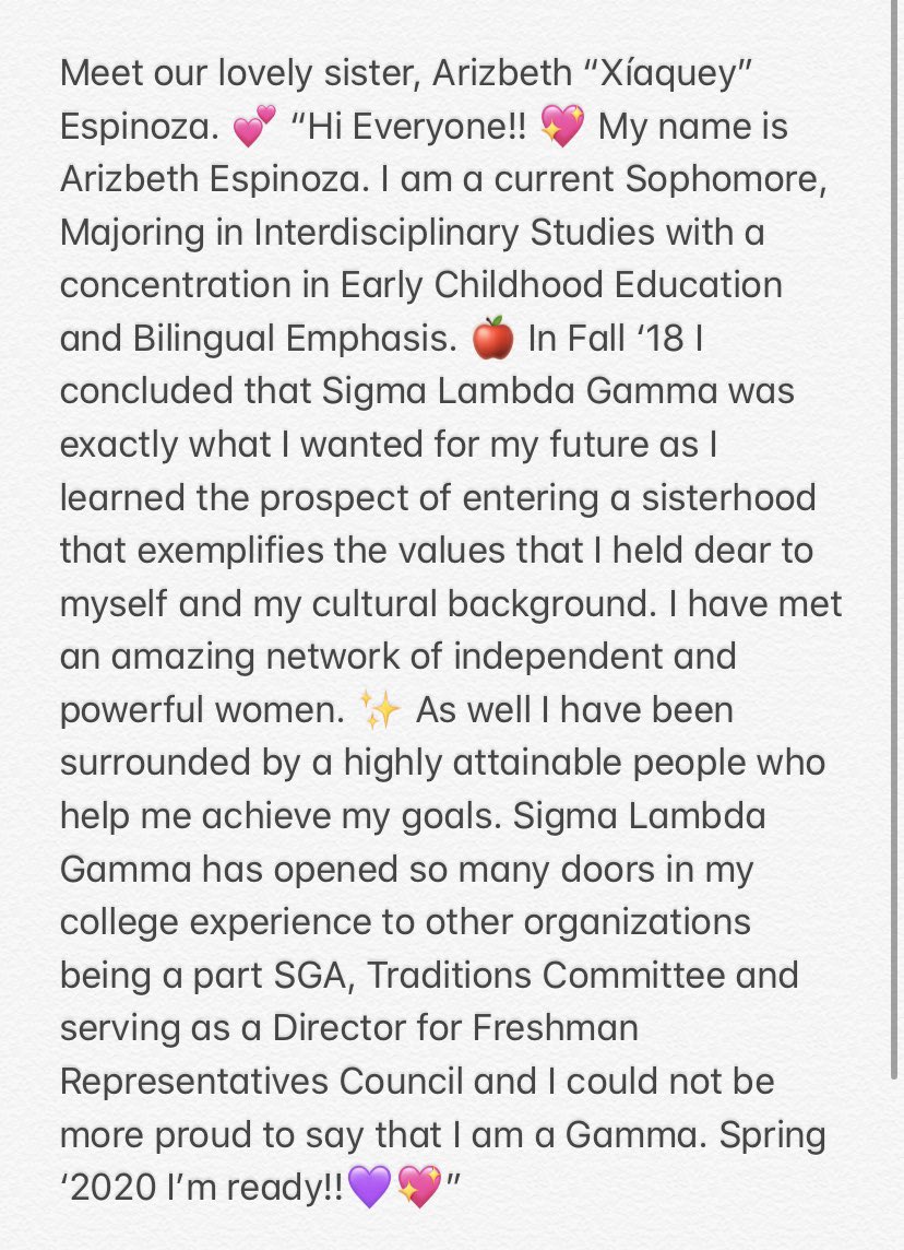 TxAMIUGammas's tweet image. Meet our lovely sister, Arizbeth “Xíaquey” Espinoza. 💕 

#TxAMIUGammas 
#SLGRecruitmentSpring2020
#WhySLG 
#MeetTxAMIUGammas