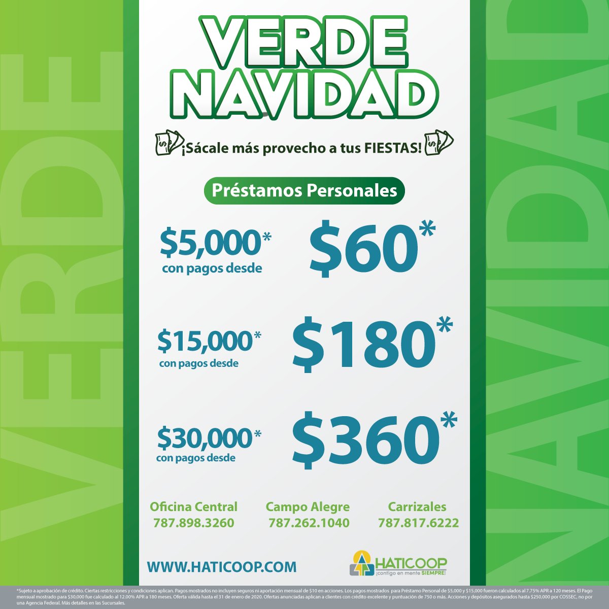 Haticoop's tweet image. Apraovecha nuestra oferta en préstmos personales hasta el 31 de enero de 2020.