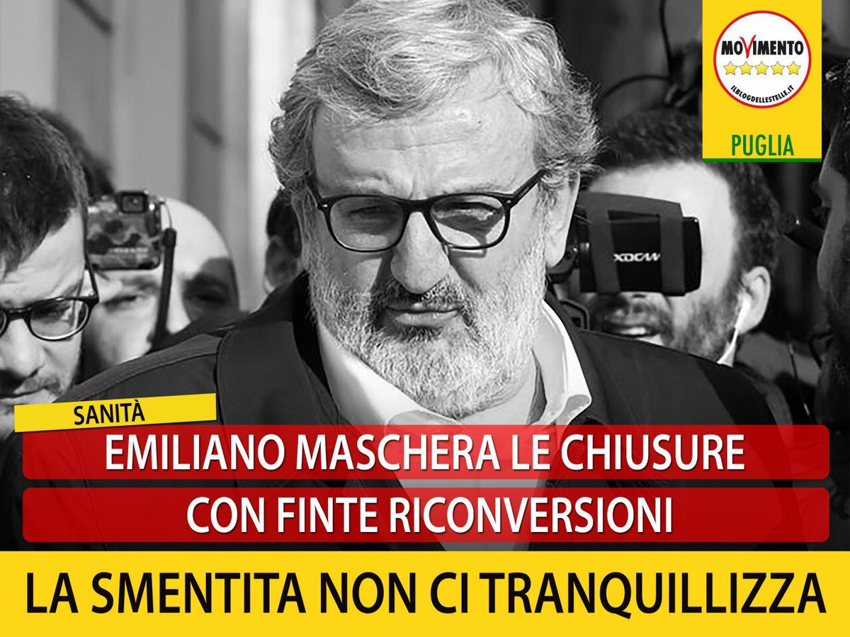 #Sanità, #M5S #Puglia: Emiliano maschera le chiusure con finte riconversioni, la smentita non ci tranquillizza.
#Spinazzola #CanosaDiPuglia #Trani #SanPietroVernotico #Mesagne #Fasano #Triggiano #Terlizzi #Grottaglie #Scorrano #Galatina #Salute
LEGGI QUI: bit.ly/2TUUqmn