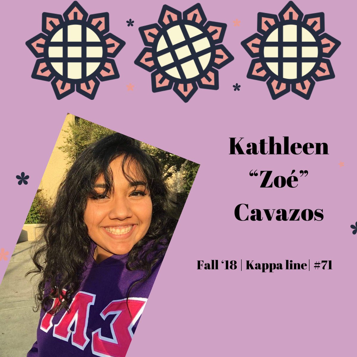 TxAMIUGammas's tweet image. Meet our lovely sister, Kathleen “Zoé” Cavazos. 💜

#SLGRecruitmentSpring2020
#WhySLG 
#MeetTxAMIUGammas