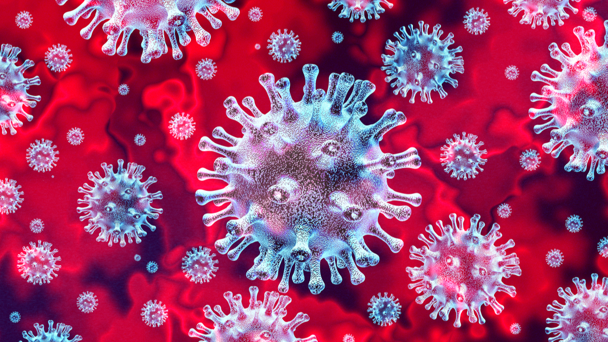 Illustration of magnified viruses.