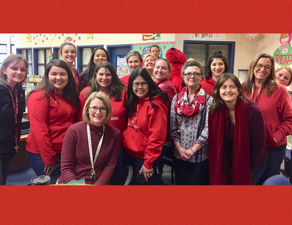 Hidden Hills teachers wear red to supports all students! #srveastrong4kids #ForOurStudents #RedForEd