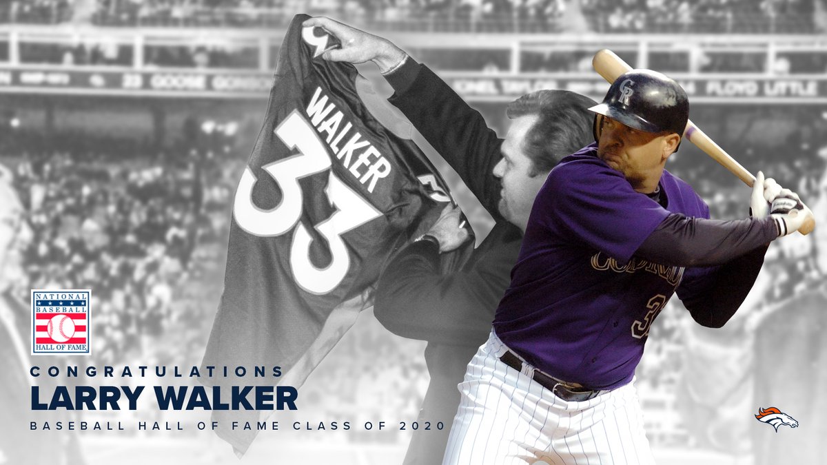 Broncos's tweet image. A Mile High legend.

Congrats to Larry Walker on his election to the @baseballhall! 

#WalkerHOF | #HOF2020