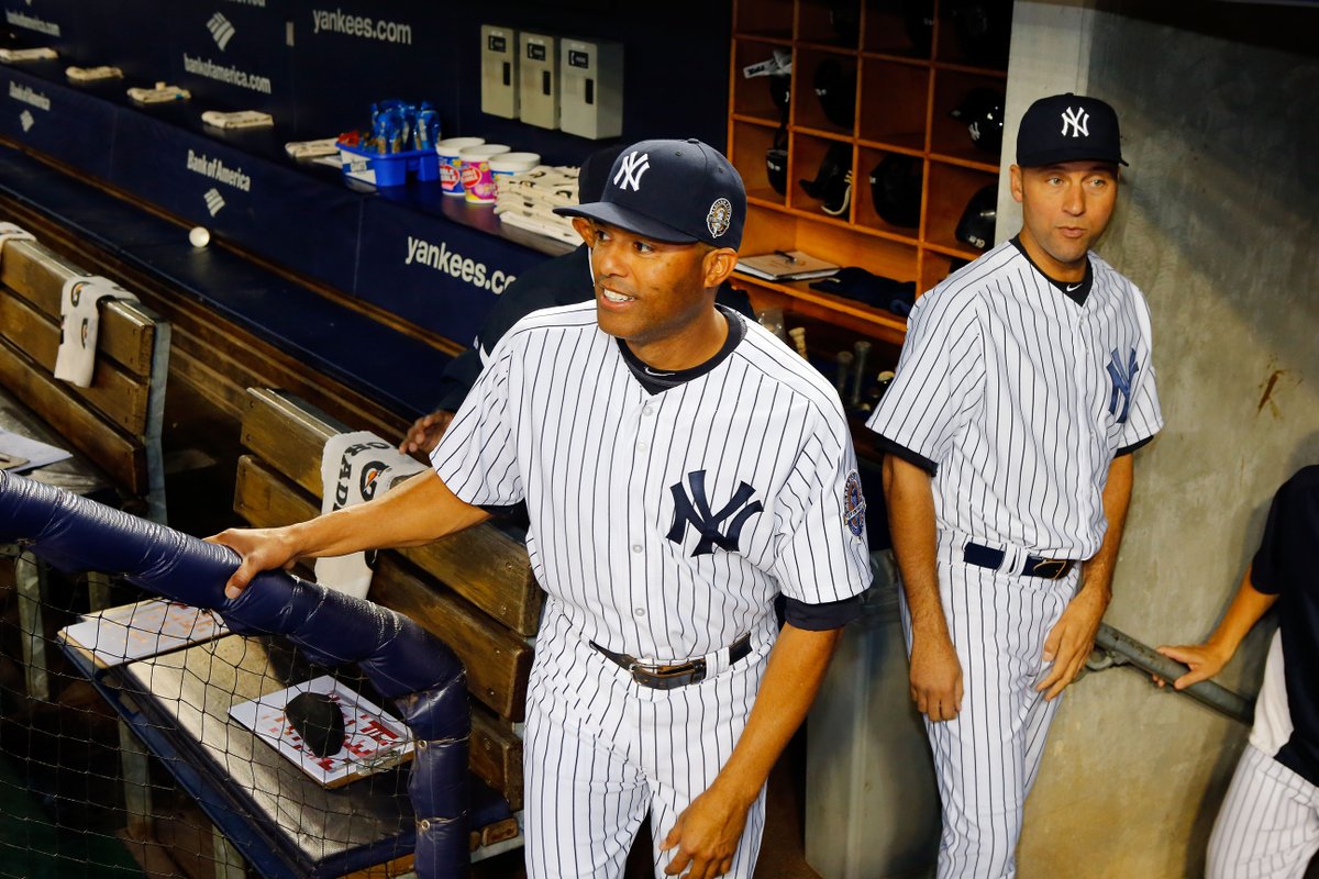 ESPNInsights's tweet photo. Derek Jeter and Mariano Rivera played 19 seasons together with the Yankees.

Upon Jeter's enshrinement into the Baseball Hall of Fame, they will have played the most seasons as teammates among players enshrined in Cooperstown, according to the Elias Sports Bureau. https://t.co/uceUWiWqhe