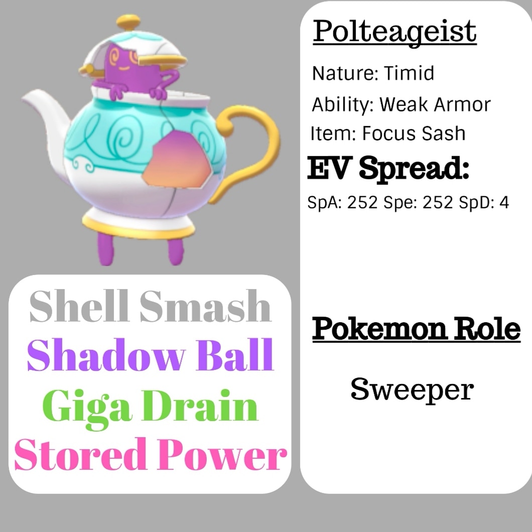 TngMasters's tweet photo. The tea Sweeper #pokemon #VGC #tea #teacup #polteageist #shellsmash #sweeper #ghostpokemon #competitive #moveset #ThePkmnMasterLeague https://t.co/06g7Ldy4tA