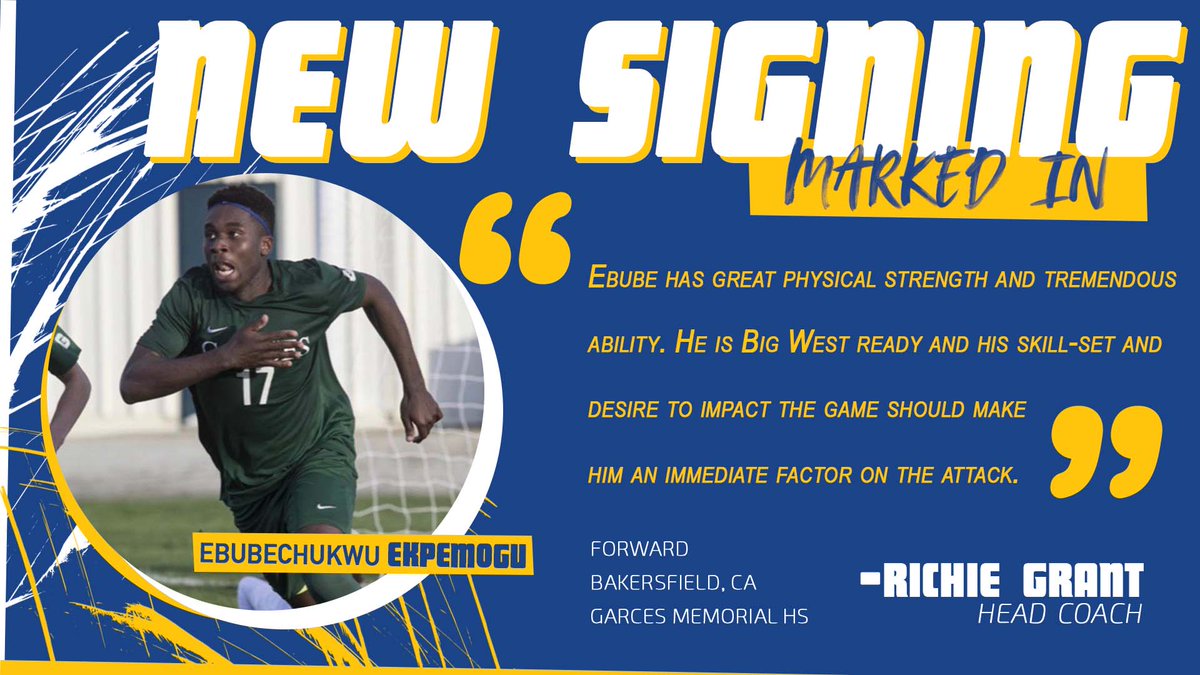 Ebubechukwu Ekpemogu scored 43 goals in his junior season, including five in a single game. He'll join the `Runners in 2020 as the enter the Big West Conference. 

#MakeYourMark