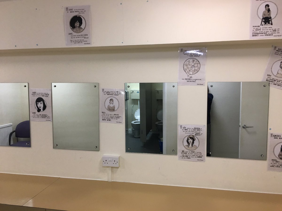 SShaljean's tweet photo. Check out these photos: The first two photos are boys toilets, the next two, girls (the building was empty btw I was locking up and have never gone into the male loos before) but I wanted to check out of interest, if self-help posters were in both and surprise, surprise... https://t.co/2TkSIENxE7
