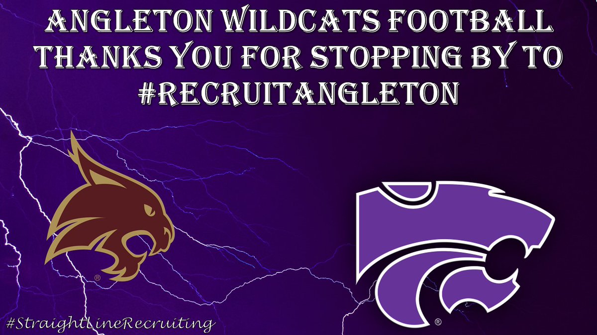 PurpleReignFB's tweet image. Thank you to @CoachArchieMac and @TXSTATEFOOTBALL for stopping by to #RecruitAngleton today! #StraightLineRecruiting #PurpleReign