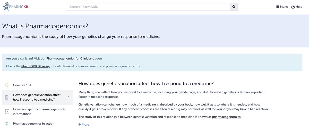 Our 'What Is #Pharmacogenomics' page is a great intro to the field for anyone from #researchers to #patients pharmgkb.org/whatIsPharmaco…