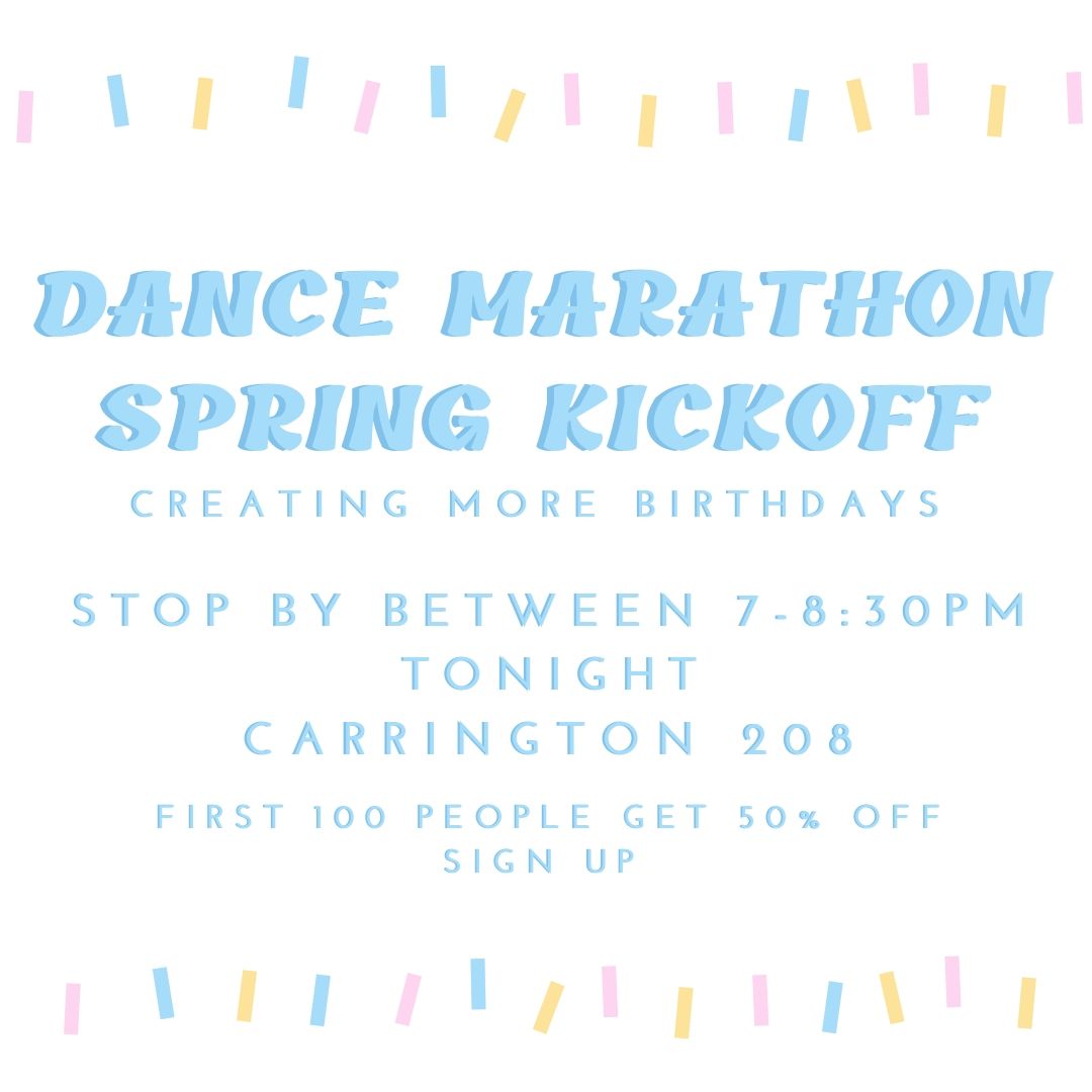 DMatMoState's tweet image. Come sign up for Dance Marathon tonight at Spring Kickoff!! Help us start this new tradition at Missouri State, benefiting our local Children's Miracle Network Hospital, @coxhealthcmn! Be one of the first 100 people to sign up and get 50% off your sign up donation #ForTheKids
