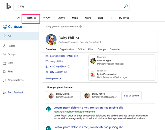 FYI a <a href="/MicrosoftSearch/">Microsoft Search</a> in <a href="/bing/">Bing</a> UX refresh is coming soon.  The new user experience in Microsoft #Search in Bing provides easy access to shared documents, workplace websites, and Teams conversations.  Roadmap Id 60422 microsoft.com/microsoft-365/….