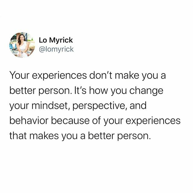 lo_myrick's tweet photo. If you went to a leadership conference, ran a marathon, visited a new country, or did some other dope thing, that’s great! However just experiencing these things doesn’t inherently make you a better person. It’s how you decide to change because of the ex… https://t.co/iv9FF21phr https://t.co/bqR91GD6RD